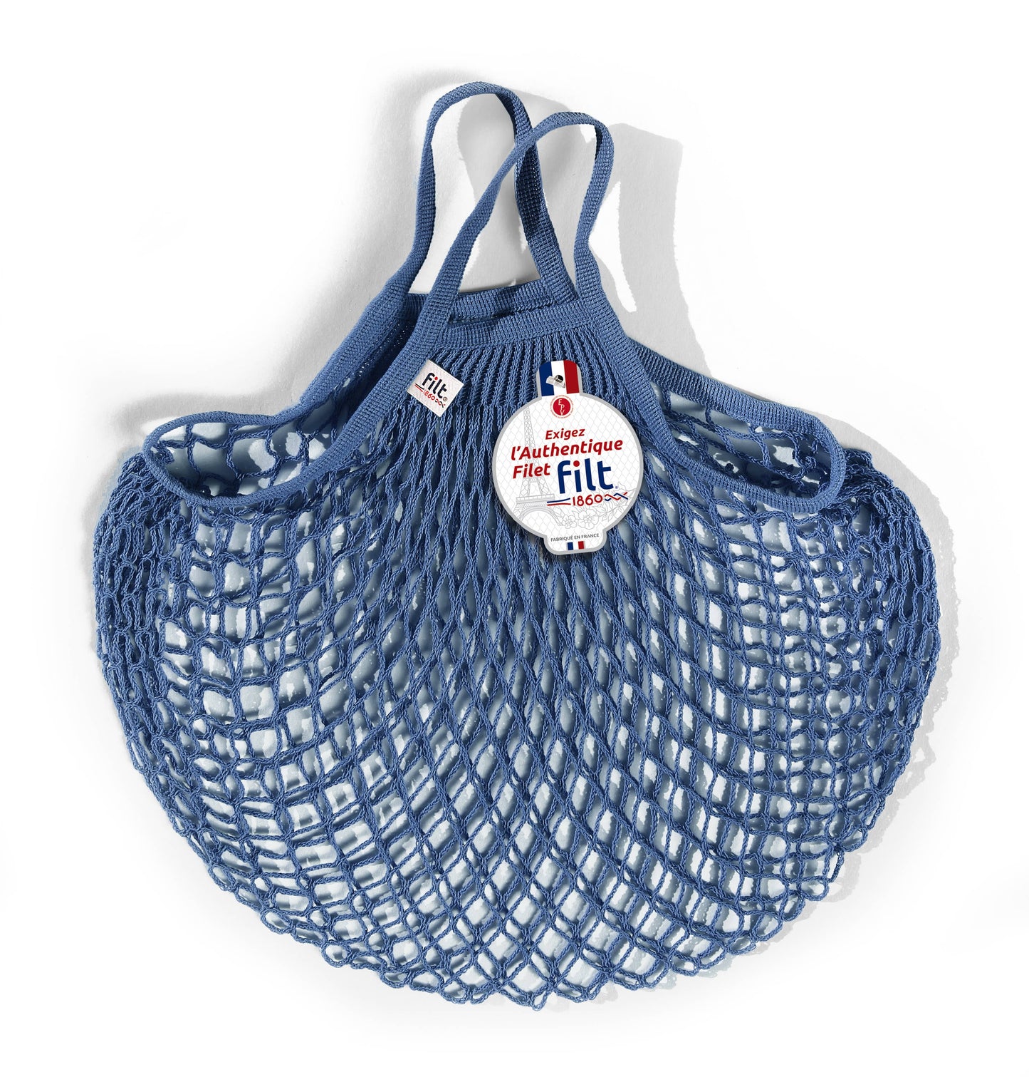 Net Shopping Bag blue jeans with small handles