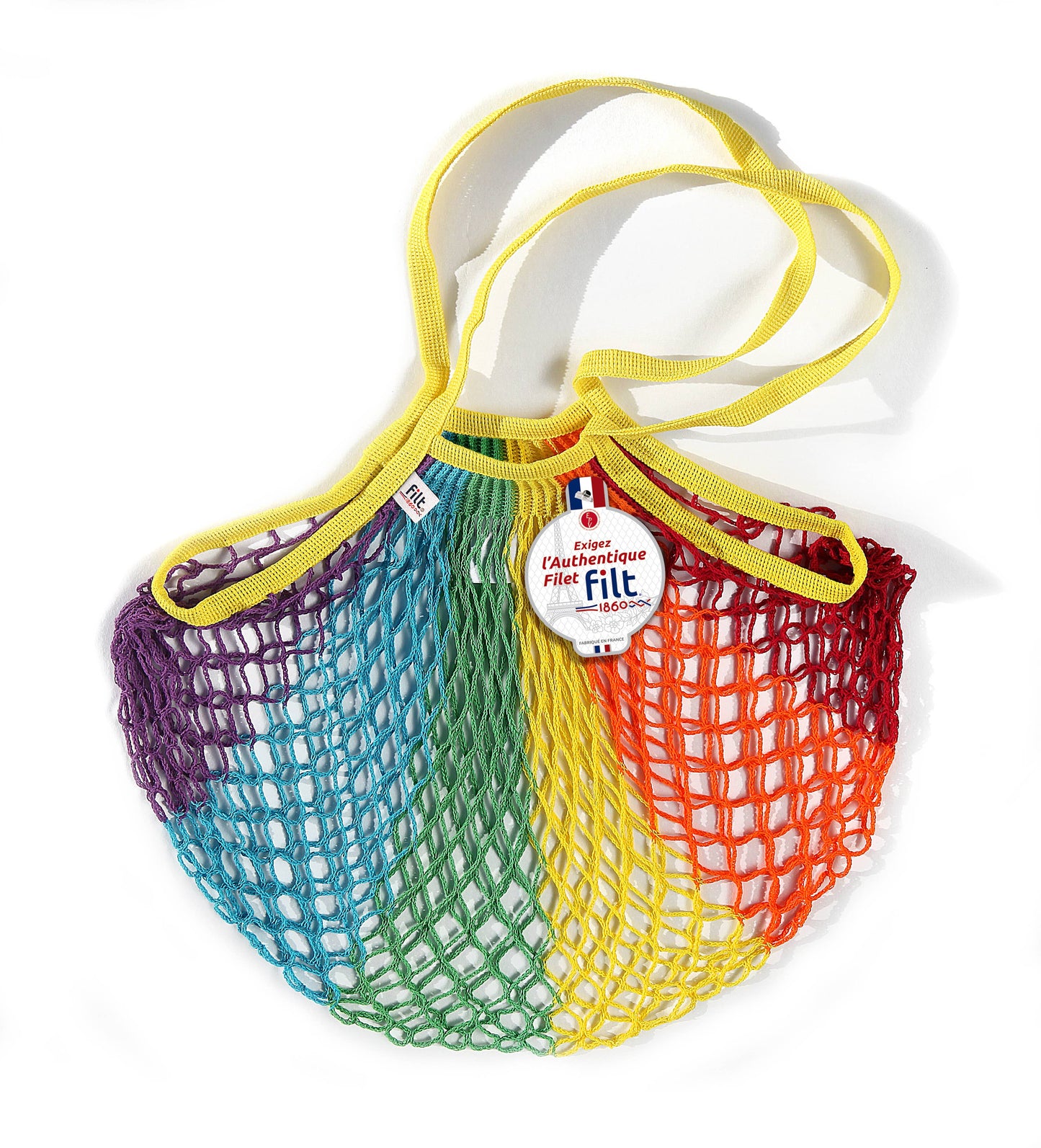 Net Shopping Bag Rainbow long handles
