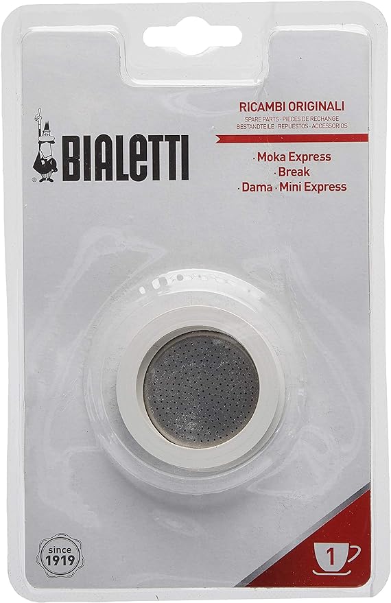Moka Stainless 1-2-Cup Gasket & Filter (Single)