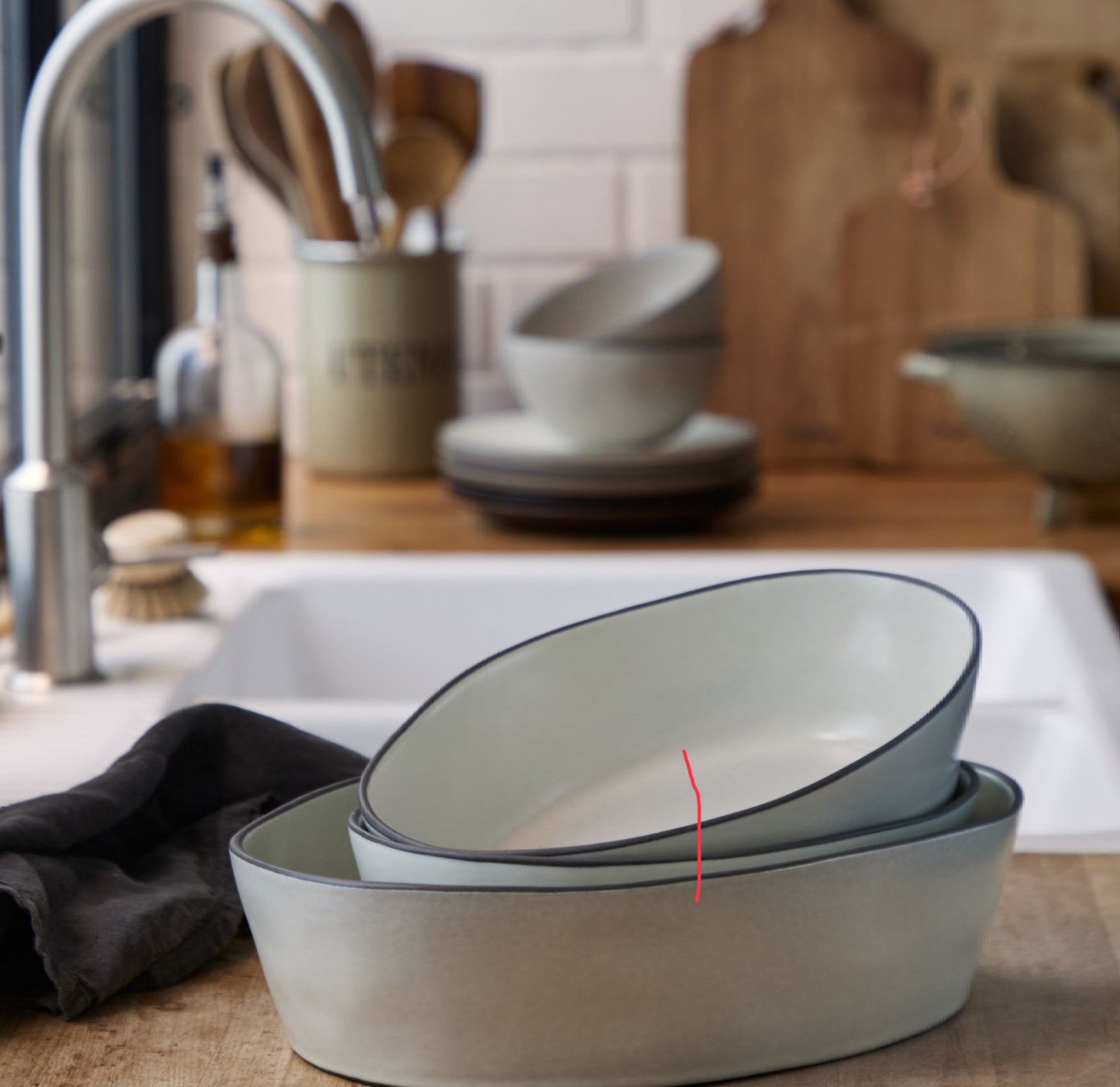 Costa Nova Stacked Organic Oval Baker — Salt