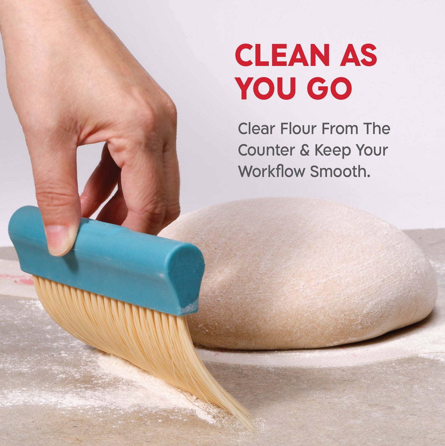 KneadAce Bench Scraper and Baker's Brush Gray / Turquoise