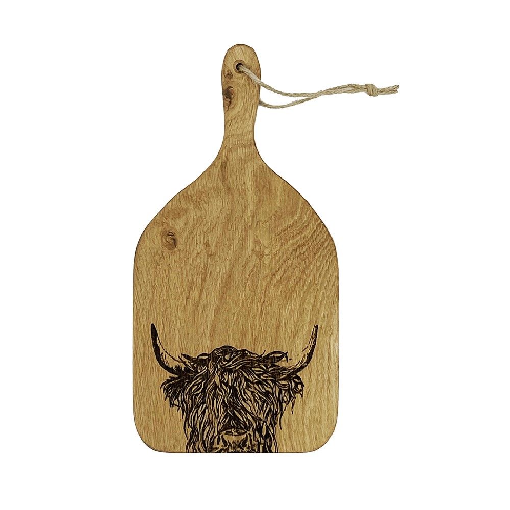 Oak Hanging Paddle - Small - Highland Cow
