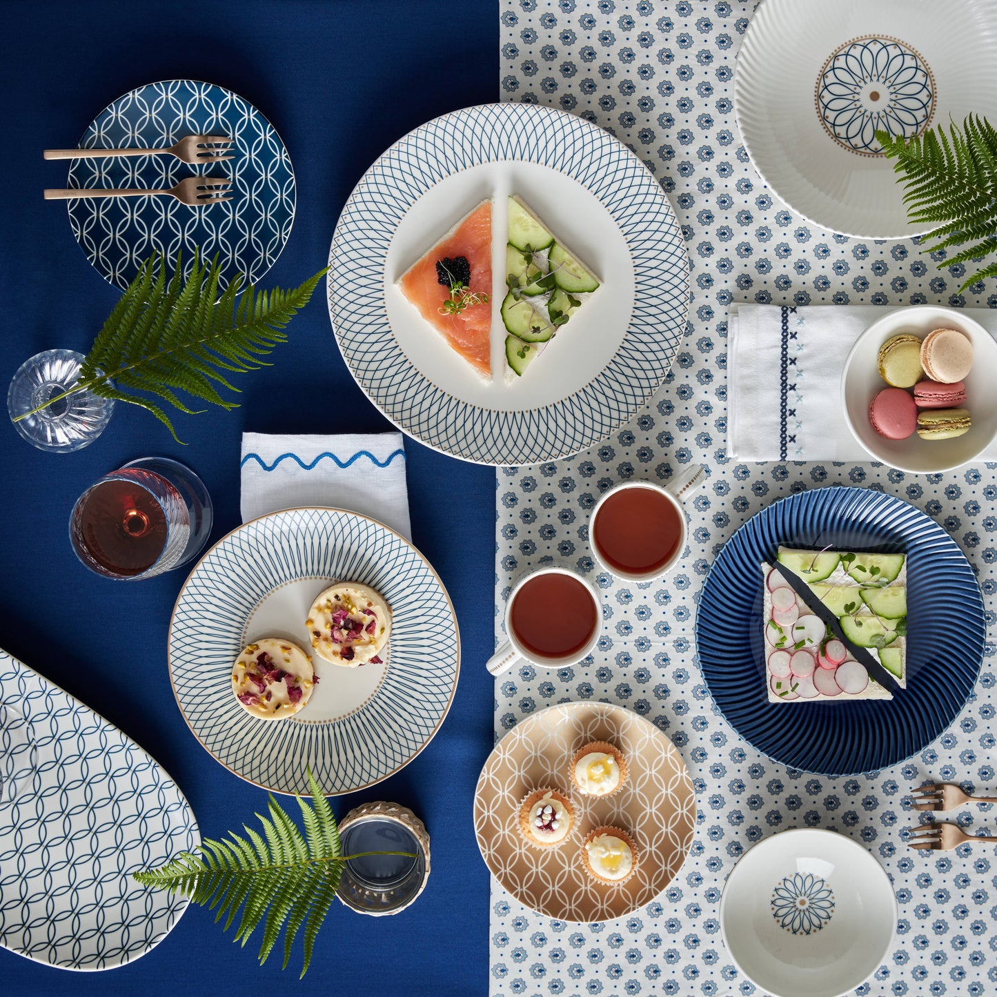 Modern Deco Appetizer Plate Blue Accent (40% off at checkout)