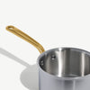 Made In 2 Qt Stainless Steel Saucepan with Lid and Antique Brass Handle