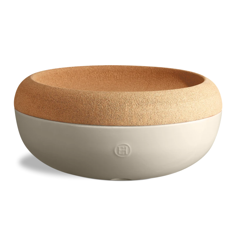 Emile Henry Large Storage Bowl w Cork Lid - Argile