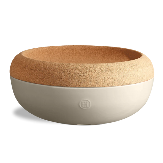 Emile Henry Large Storage Bowl w Cork Lid - Argile