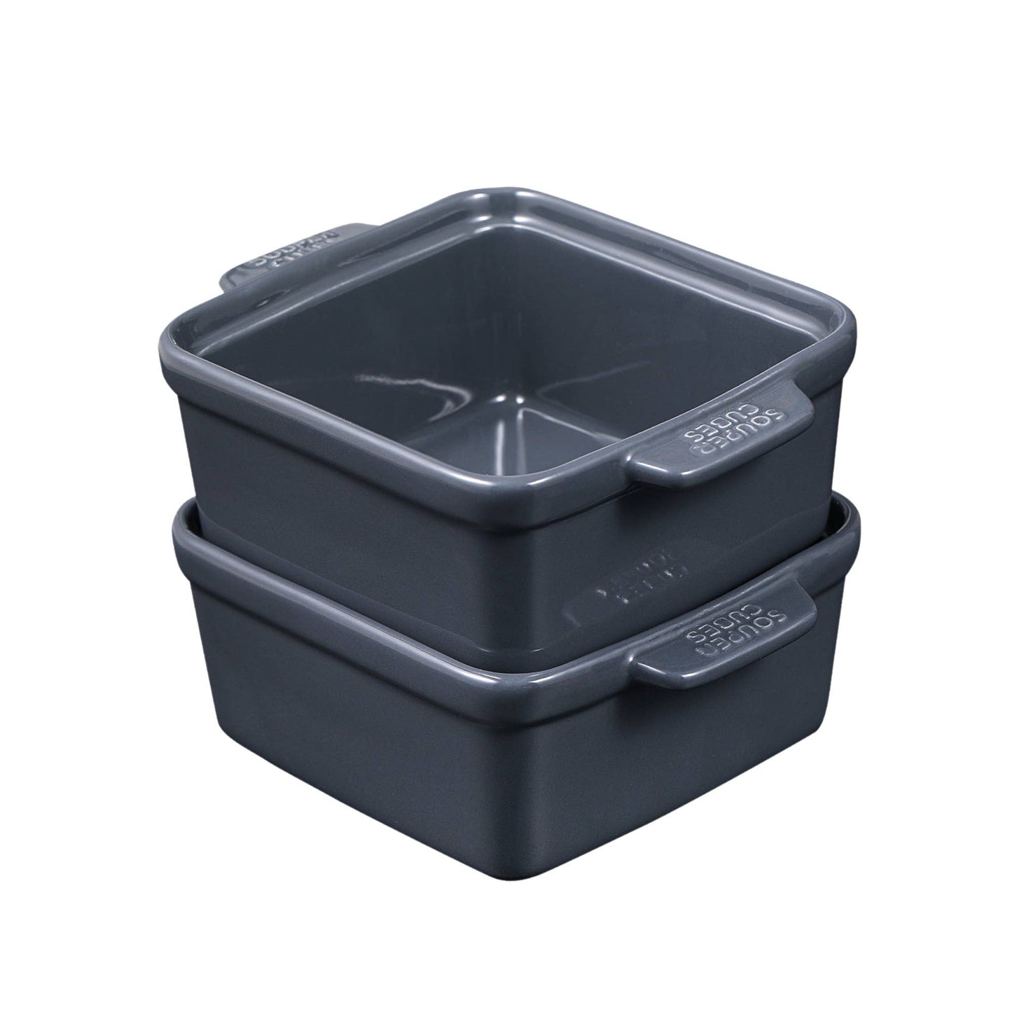 Souper Cube Ceramic Baking Dish 5" Square with Silicone Covers 2pk Charcoal