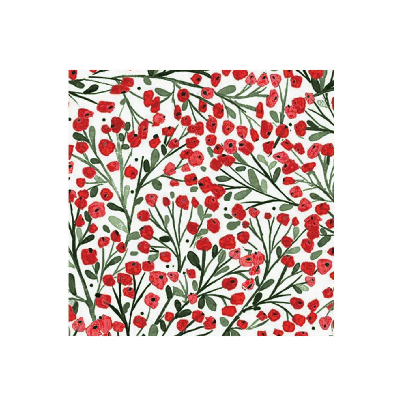 Winter Red Berry Paper Cocktail Napkin 20/pk