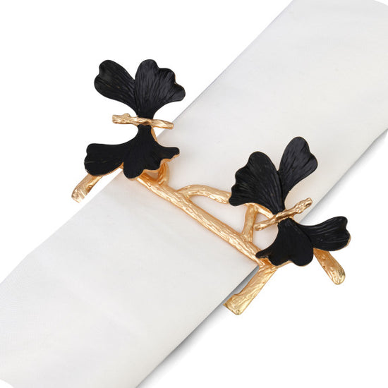 Black and Gold Butterfly Napkin Rings S/4 (40% off at checkout)