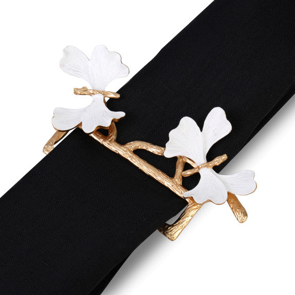 White and Gold Butterfly Napkin Rings S/4 (40% off at checkout)