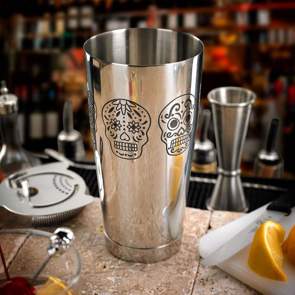 Barfly - Stainless Steel Silver Skull Cocktail Shaker Set 28oz