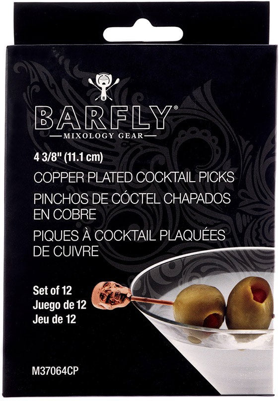 Barfly - Copper Skull Top Cocktail Pick Set/12