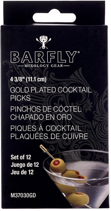 Barfly - Gold Cocktail Pick w/Grove Top Set/12