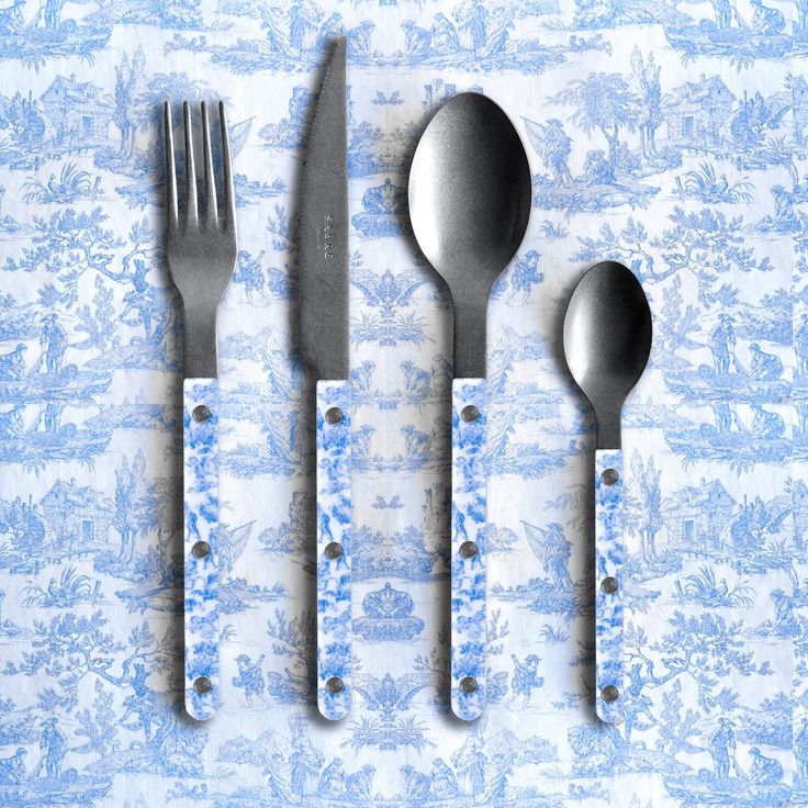 Sabre Bistrot Vintage 5pc Place Setting - Toile Bleu