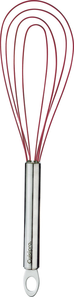Flat Whisk 10" SS Red Silicone
