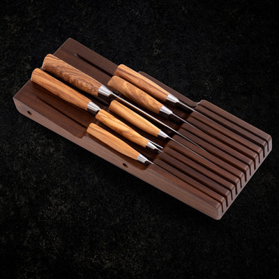 In Drawer Knife Holder - 11 Slot - Acacia - 16.1/4" x 6.1/4"