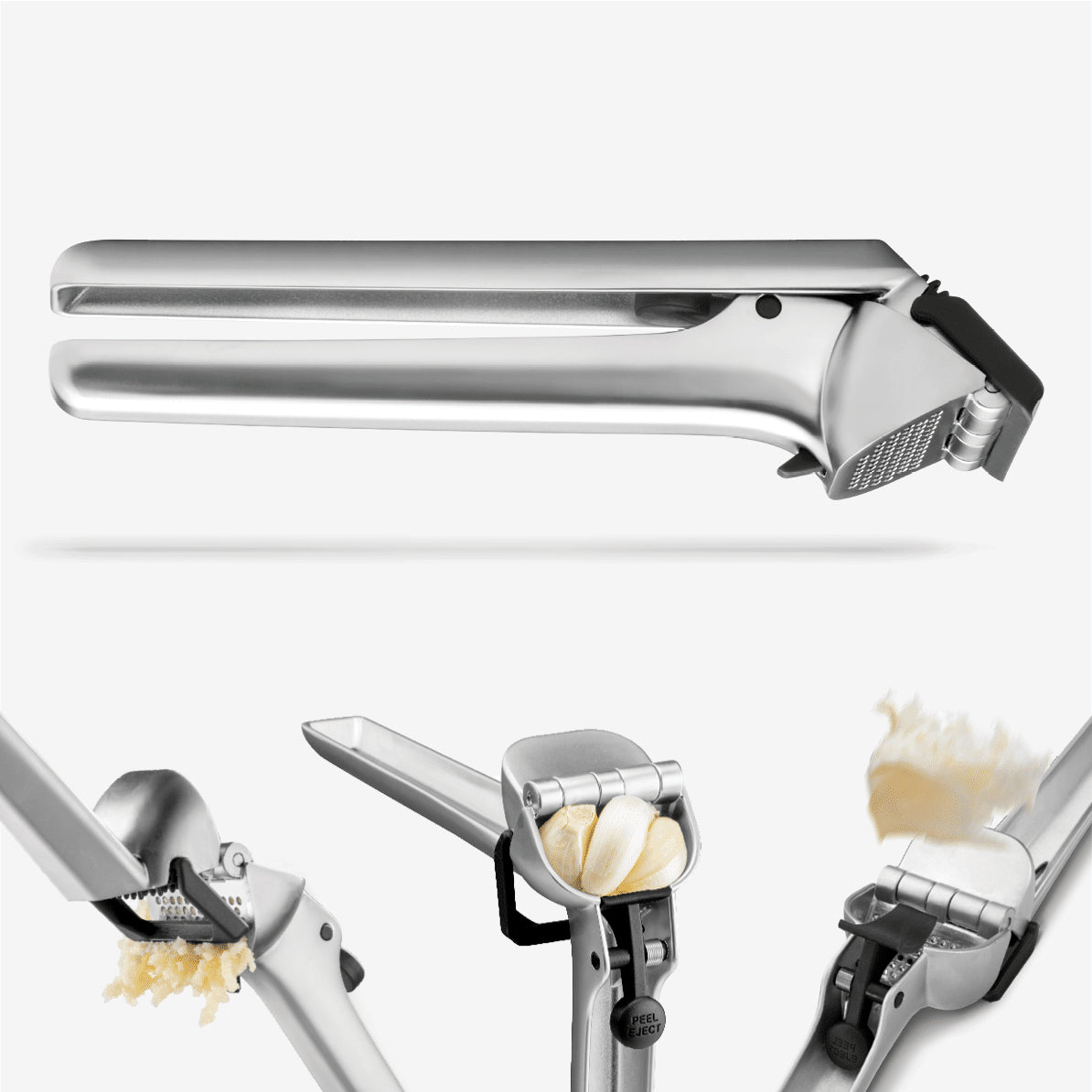 GarJect Garlic Press - Stainless Steel Black