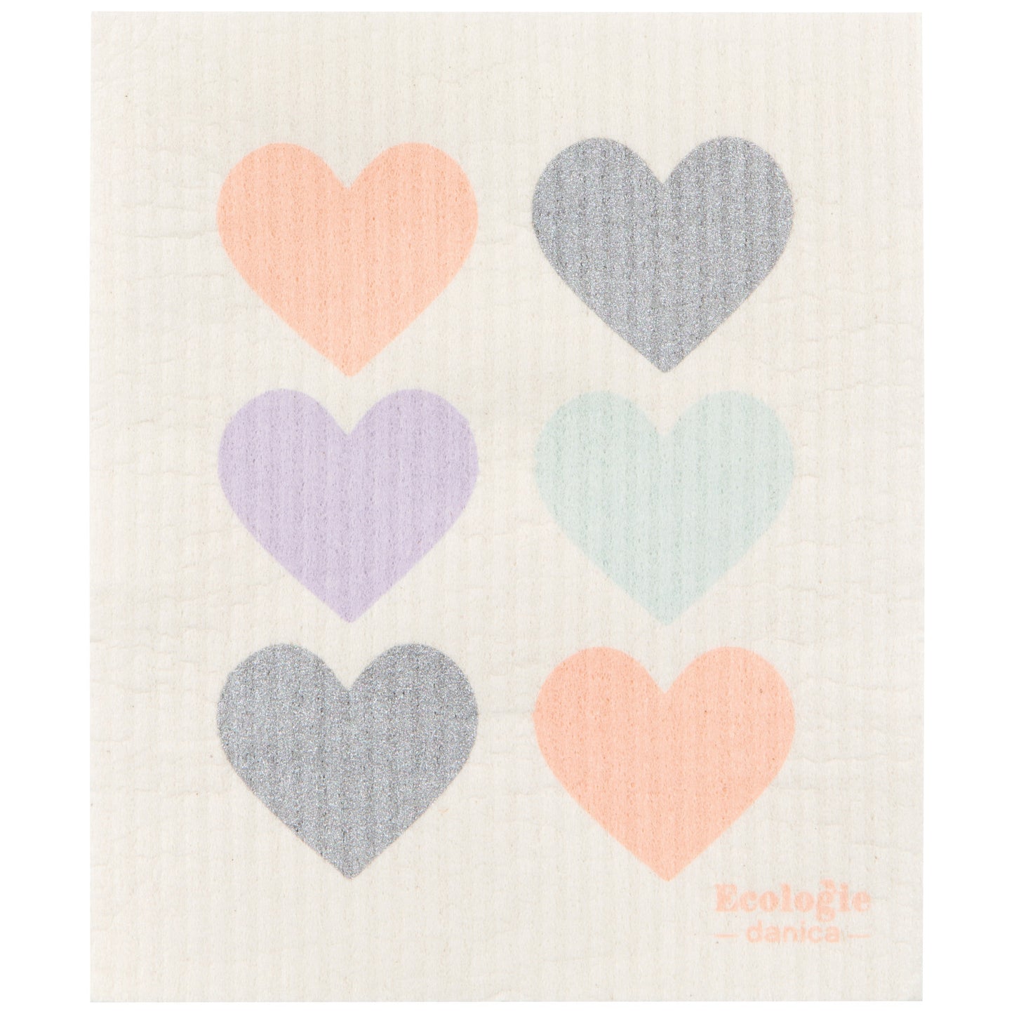 Swedish Dishcloth - Pastel Hearts