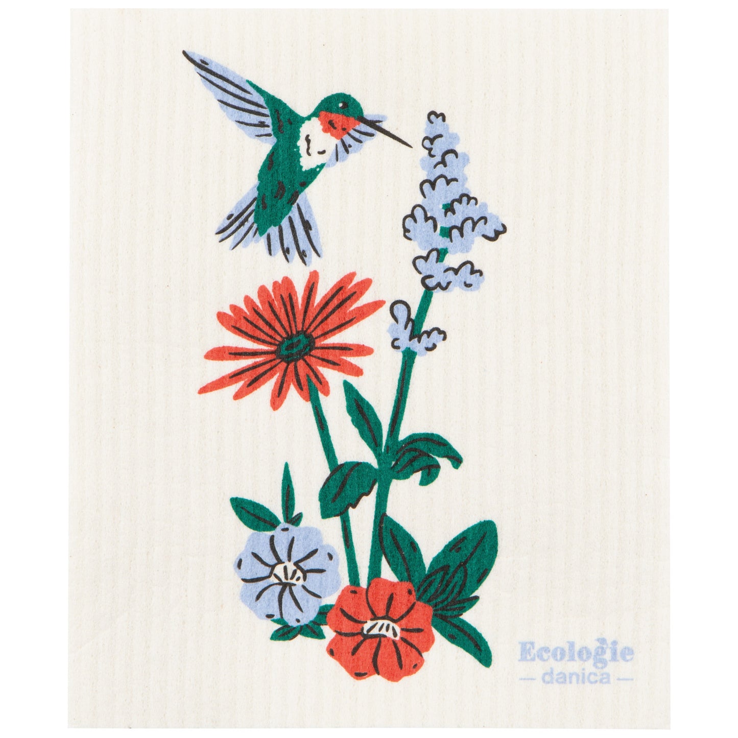 Swedish Dishcloth - Hummingbird Floral