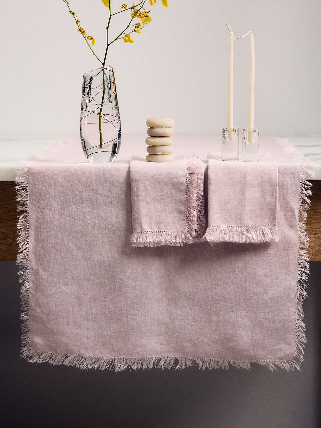 førs studio table runner and napkin set - blush (40% off at checkout)