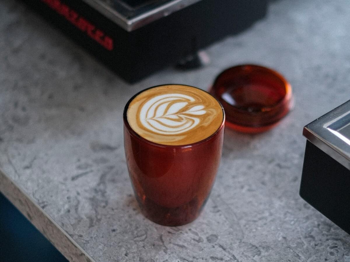 8oz Amber Good Cuppa Double Wall Glass Takeaway Cup