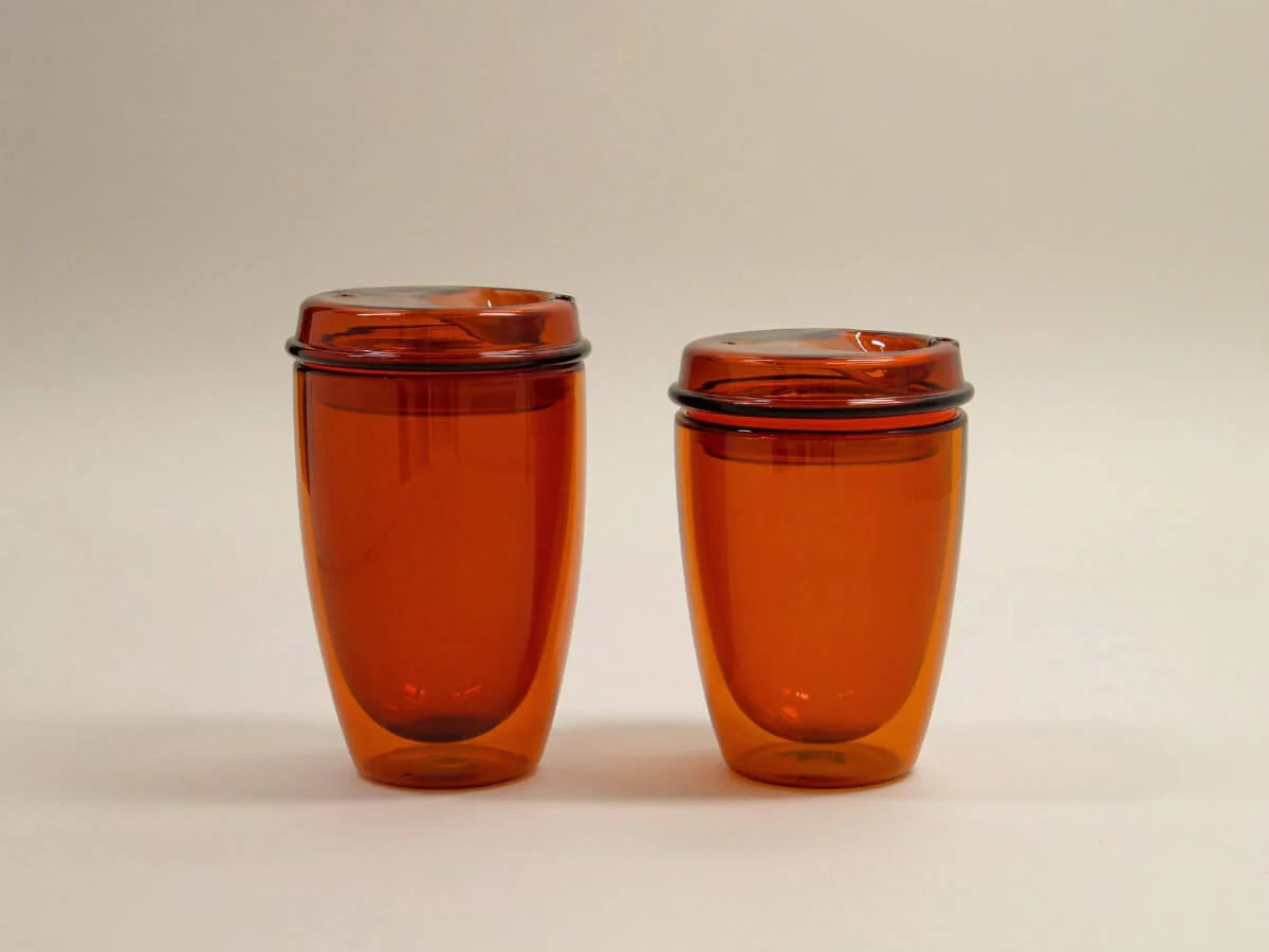 8oz Amber Good Cuppa Double Wall Glass Takeaway Cup