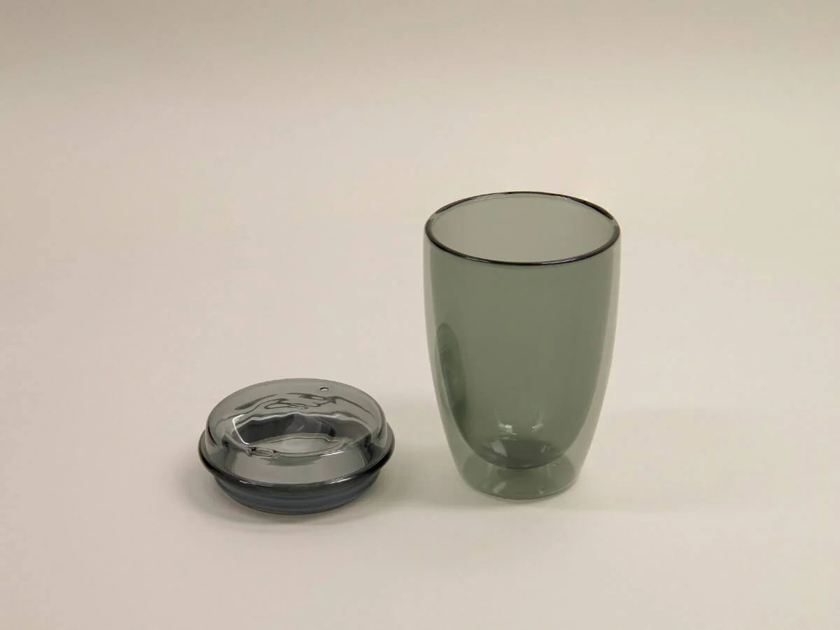 8oz Charcoal Good Cuppa Double Wall Glass Takeaway Cup