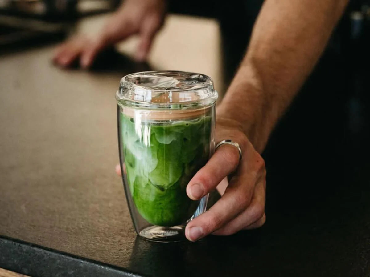 12oz Clear Good Cuppa Double Wall Glass Takeaway Cup