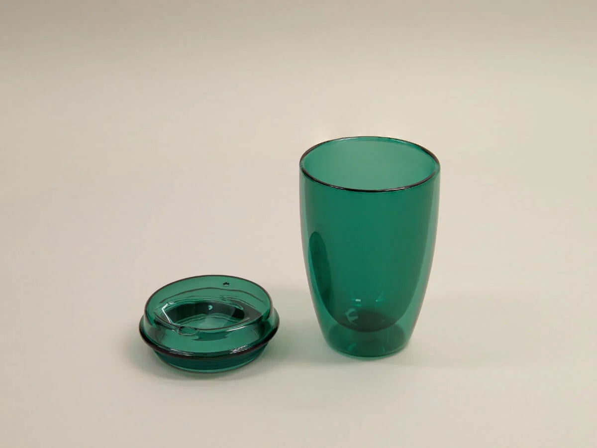 12oz Teal Good Cuppa Double Wall Glass Takeaway Cup