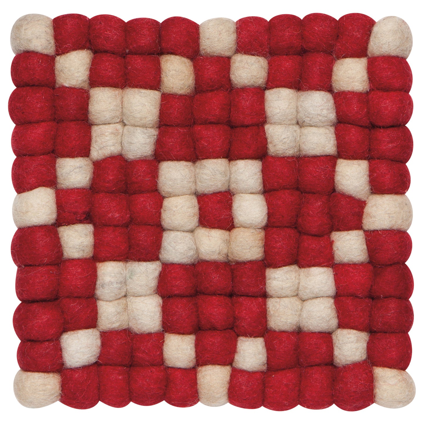 Trivet - Cranberry Wool Felt Ball