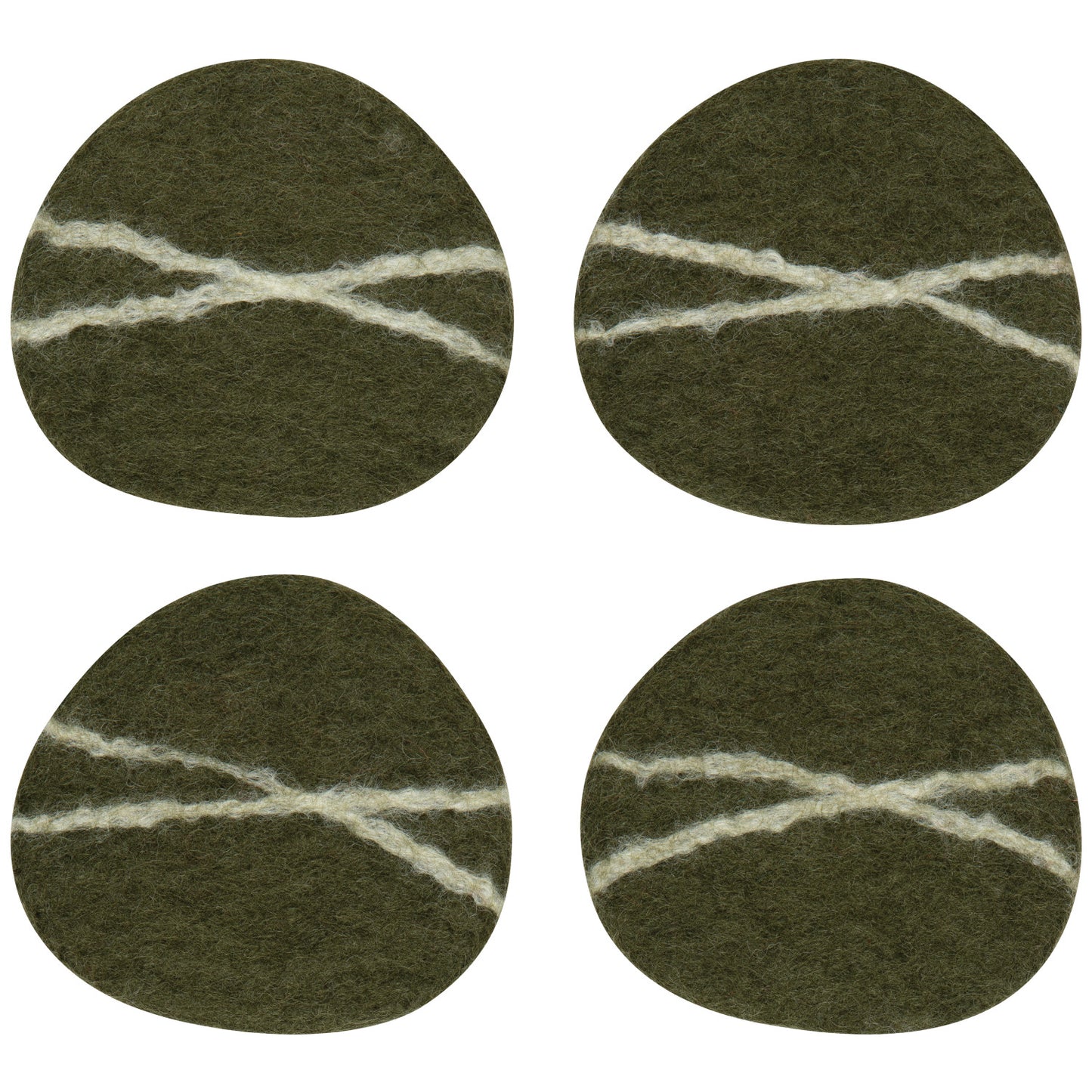 Striato Felt Wool Coasters Set/4 - Olive Branch