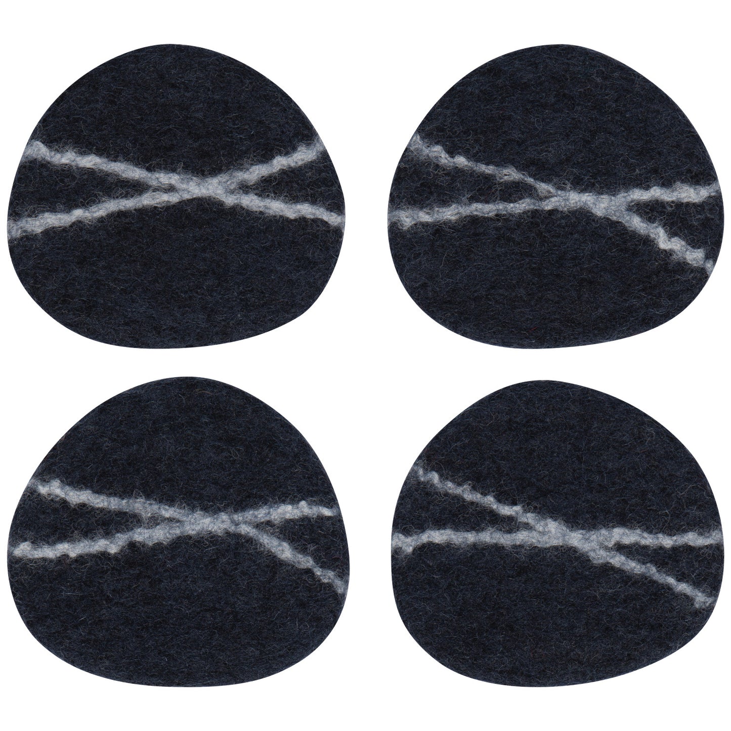 Striato Felt Wool Coasters Set/4 - Midnight