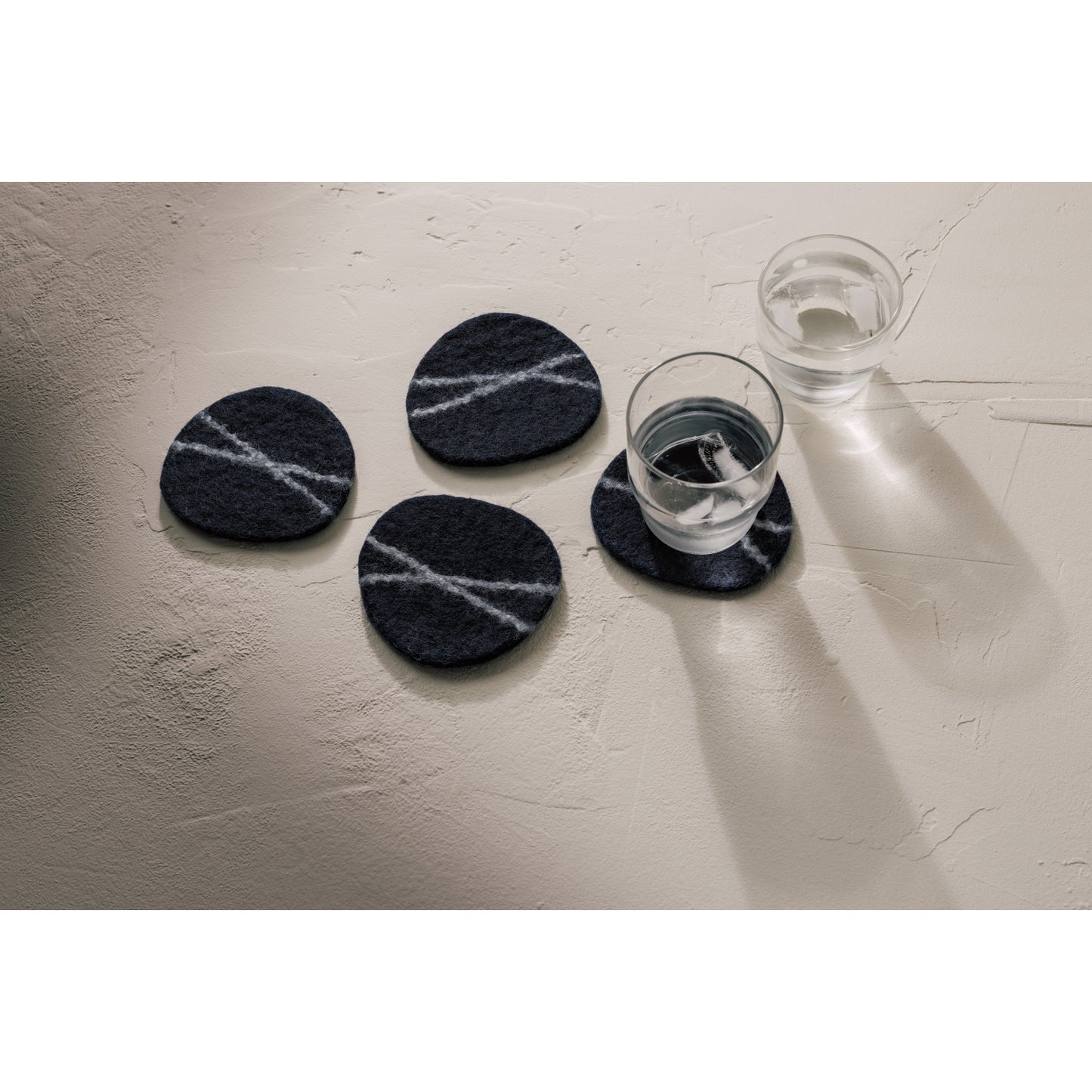 Striato Felt Wool Coasters Set/4 - Midnight