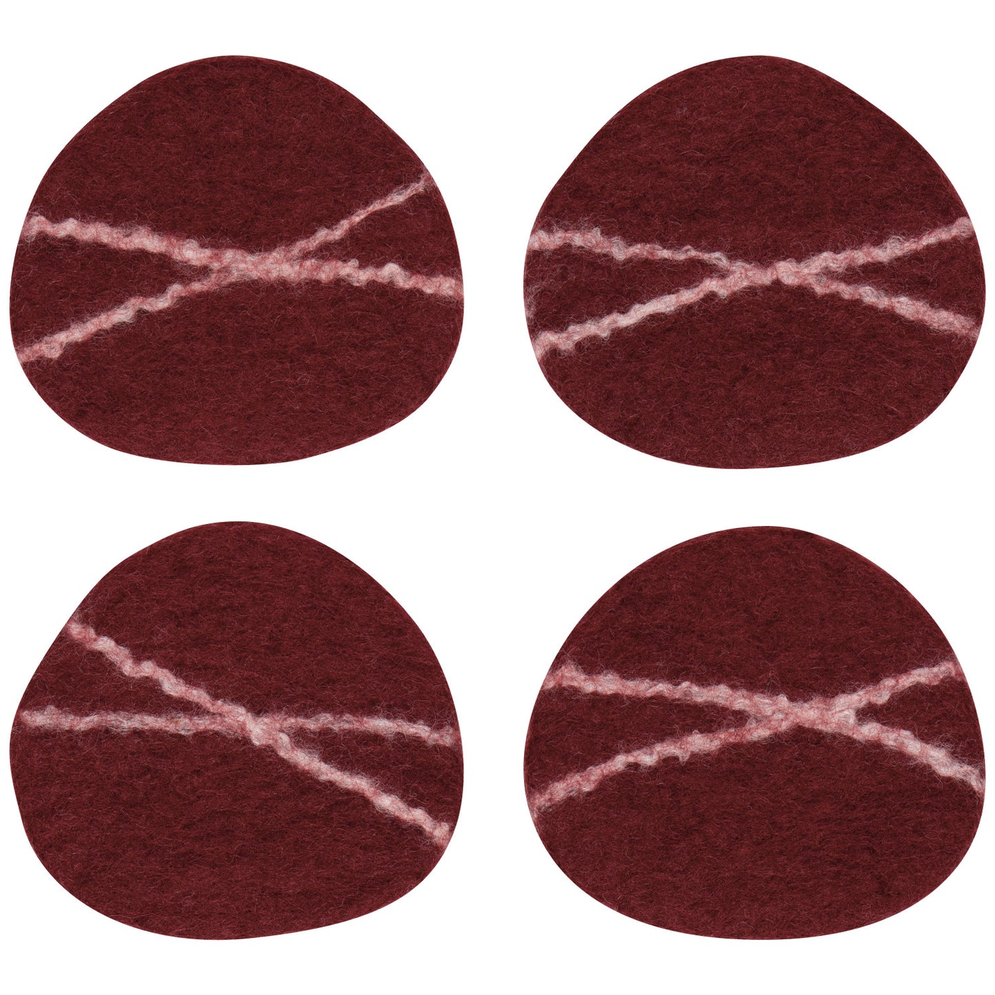Striato Felt Wool Coasters Set/4 - Garnet