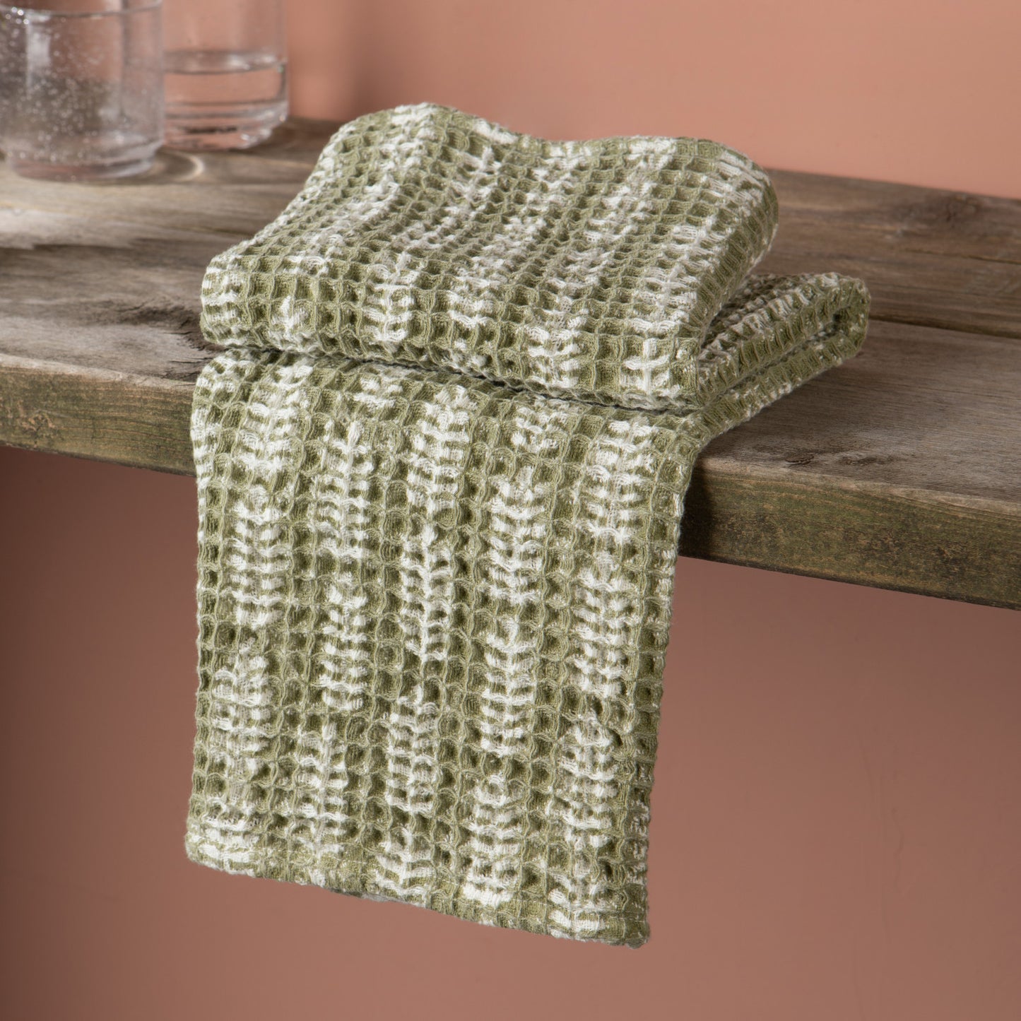Waffle Tea Towel Fern Block Print