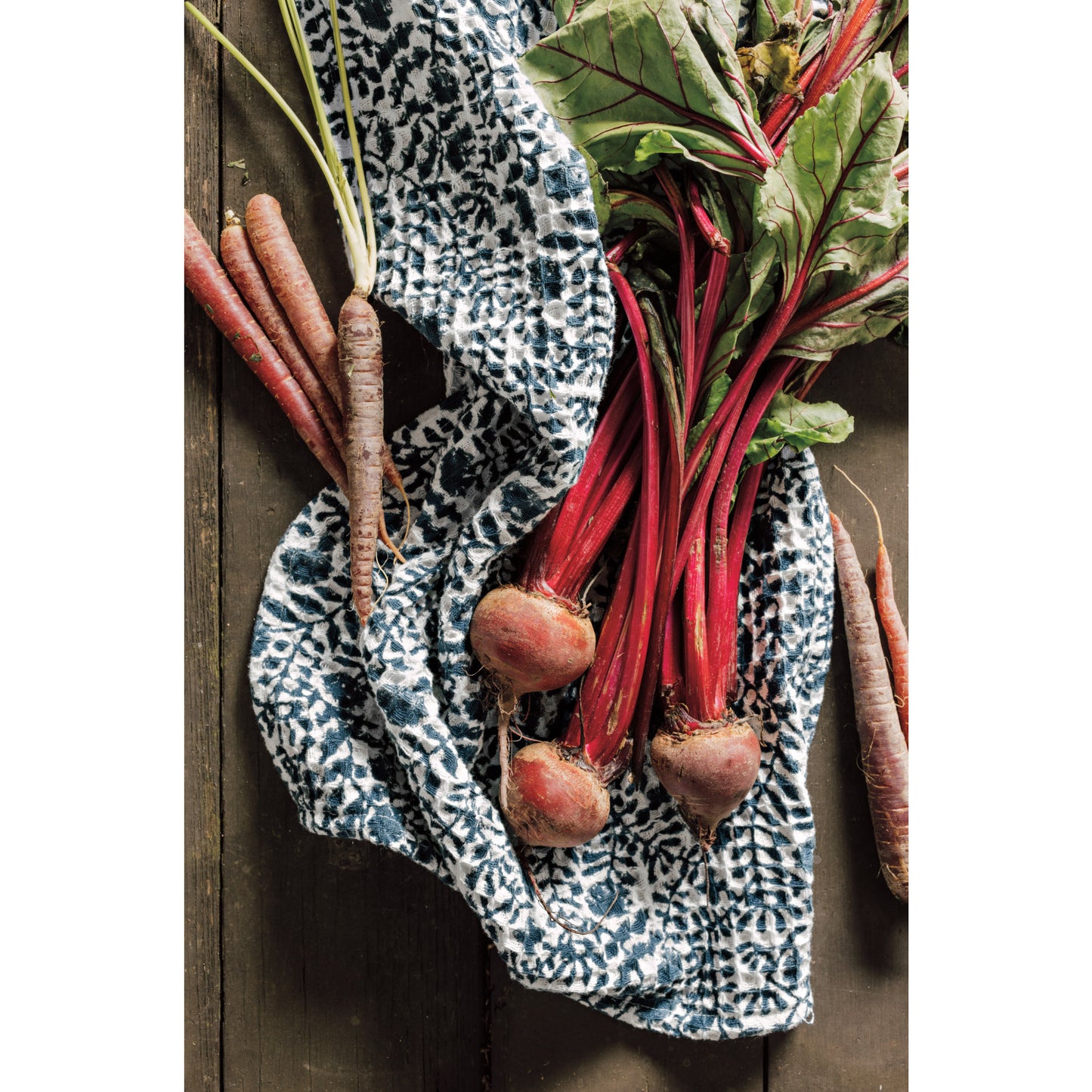 Waffle Tea Towel Jasmine Block Print
