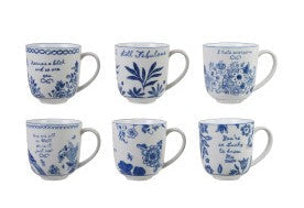 12oz Blue & White Mug with Sassy Saying each