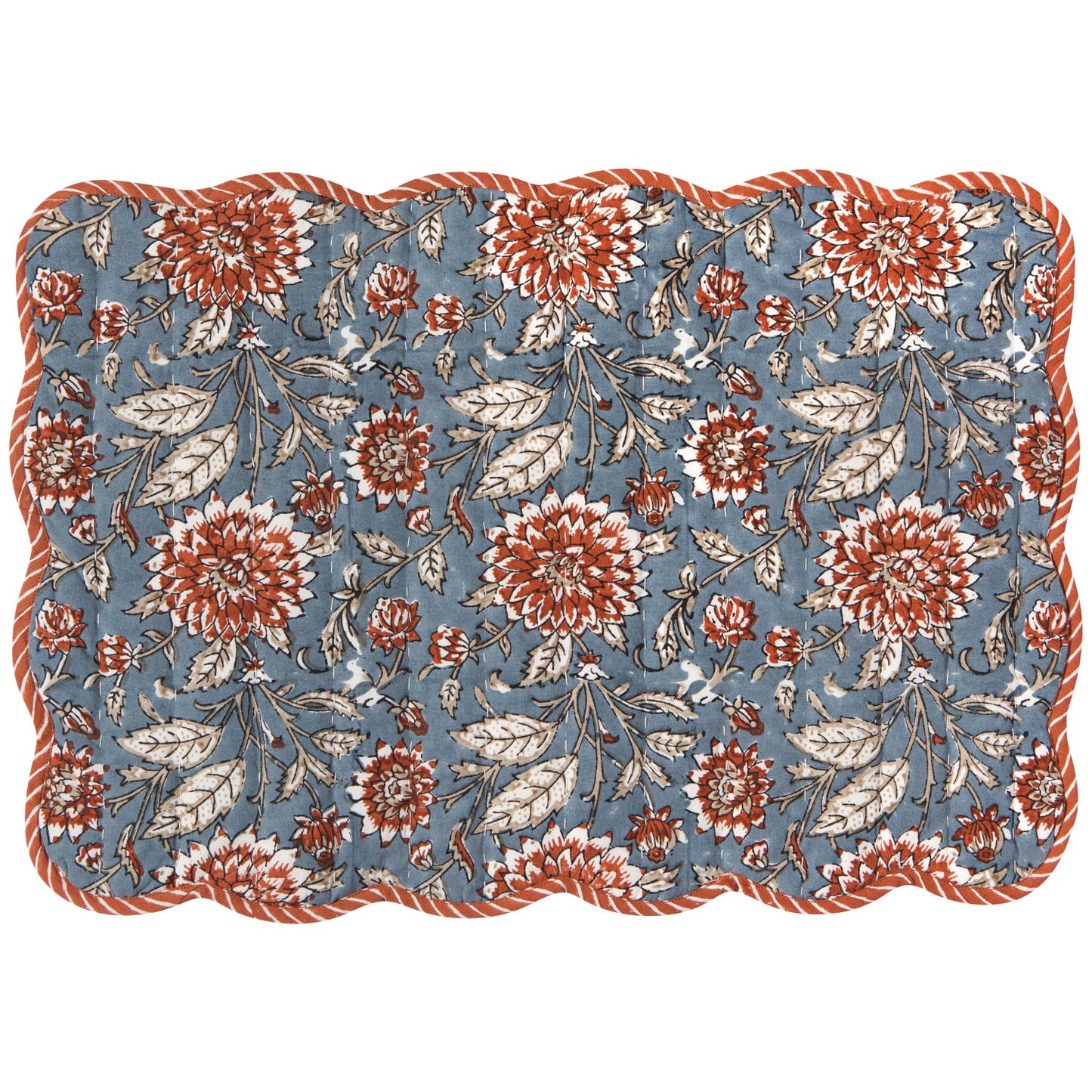 Placemat - Dahlia Block Print Kantha