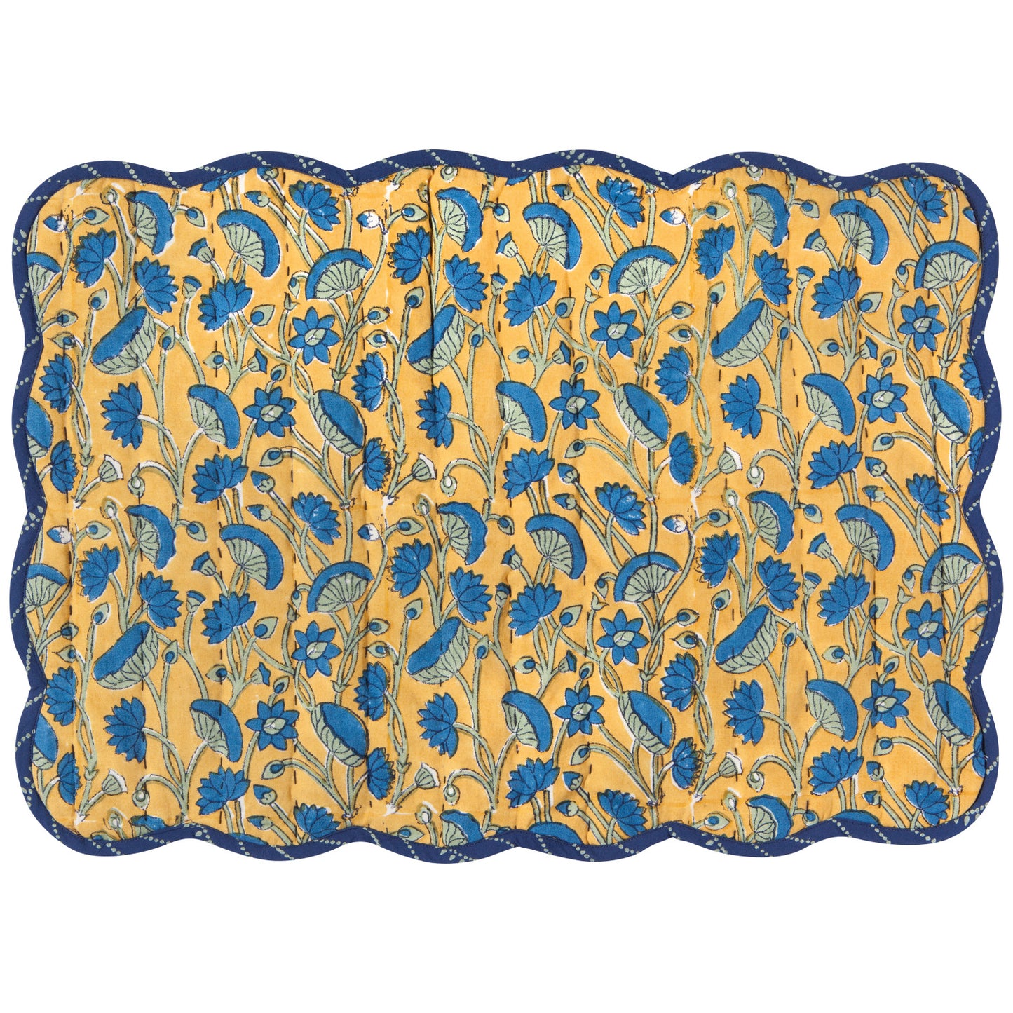 Placemat - Fan Flower Block Print Kantha (40% off at checkout)