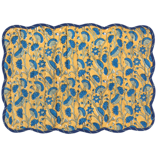 Placemat - Fan Flower Block Print Kantha (40% off at checkout)