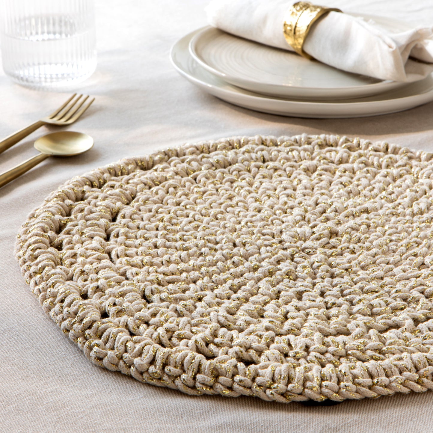 Gold Aura Hand Knotted Placemat