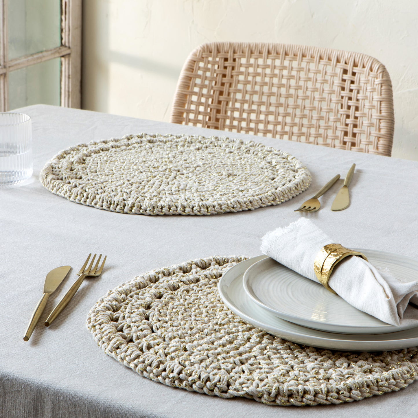 Gold Aura Hand Knotted Placemat