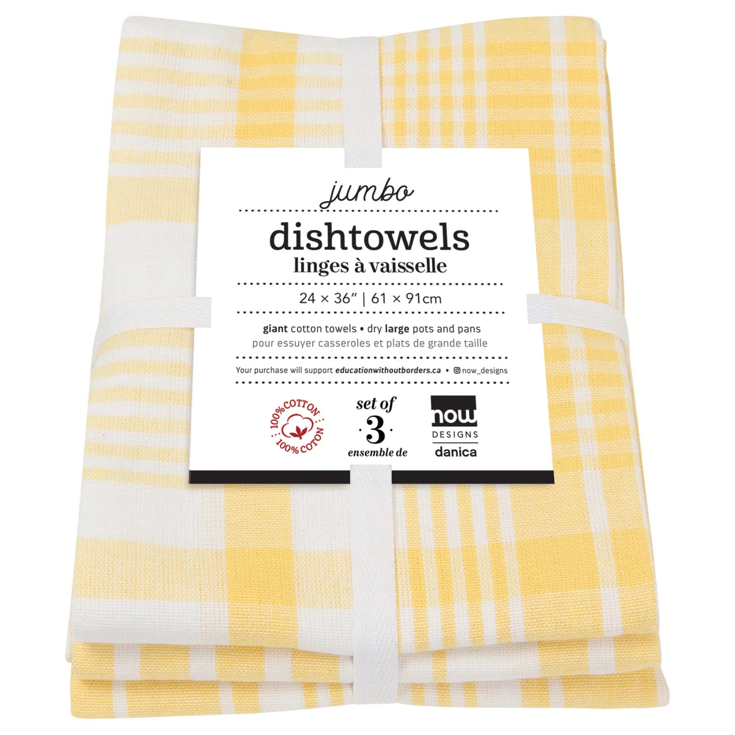 Jumbo Tea Towels Set/3 - Lemon Yellow