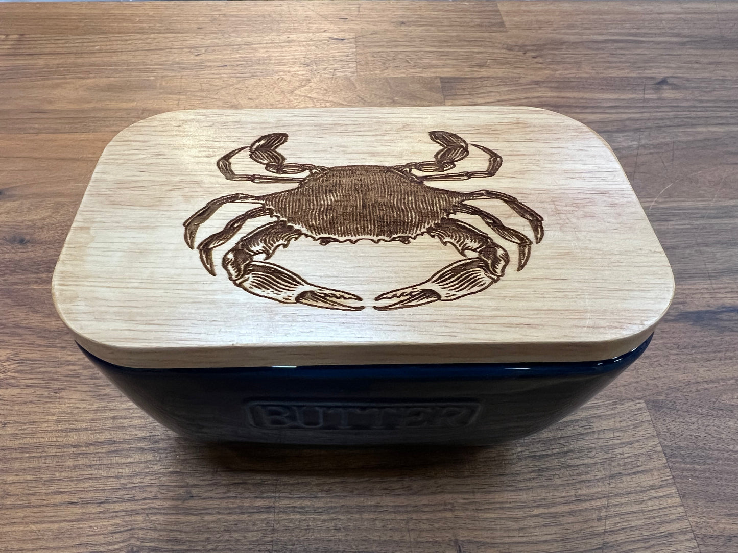 Butter Dish - Crab Blue