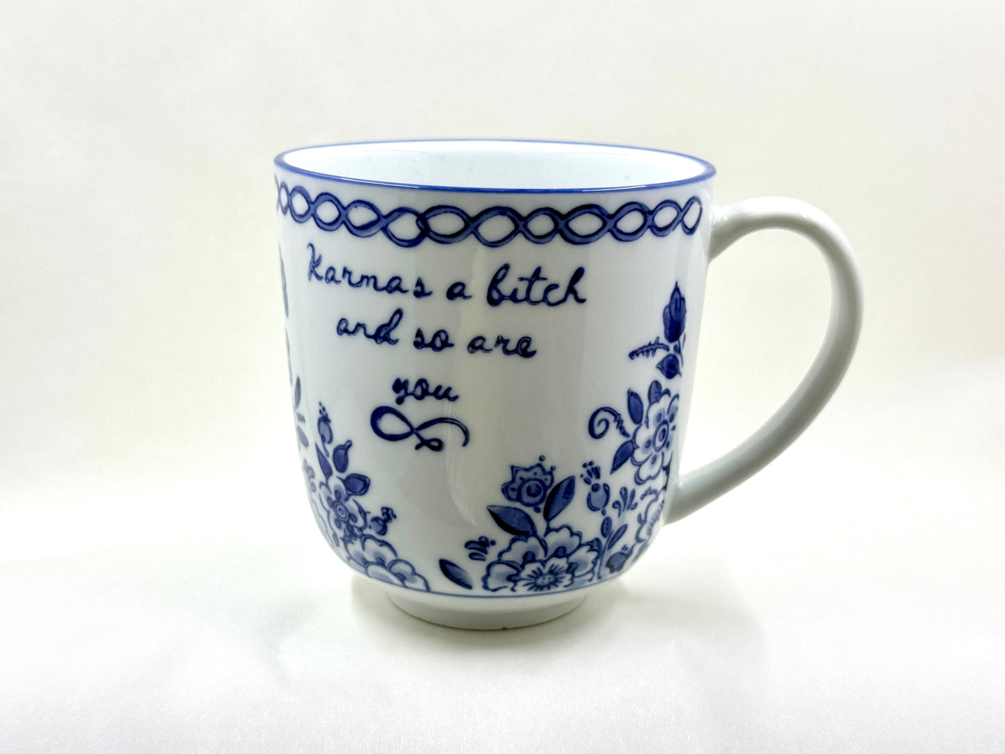 12oz Blue & White Mug with Sassy Saying each