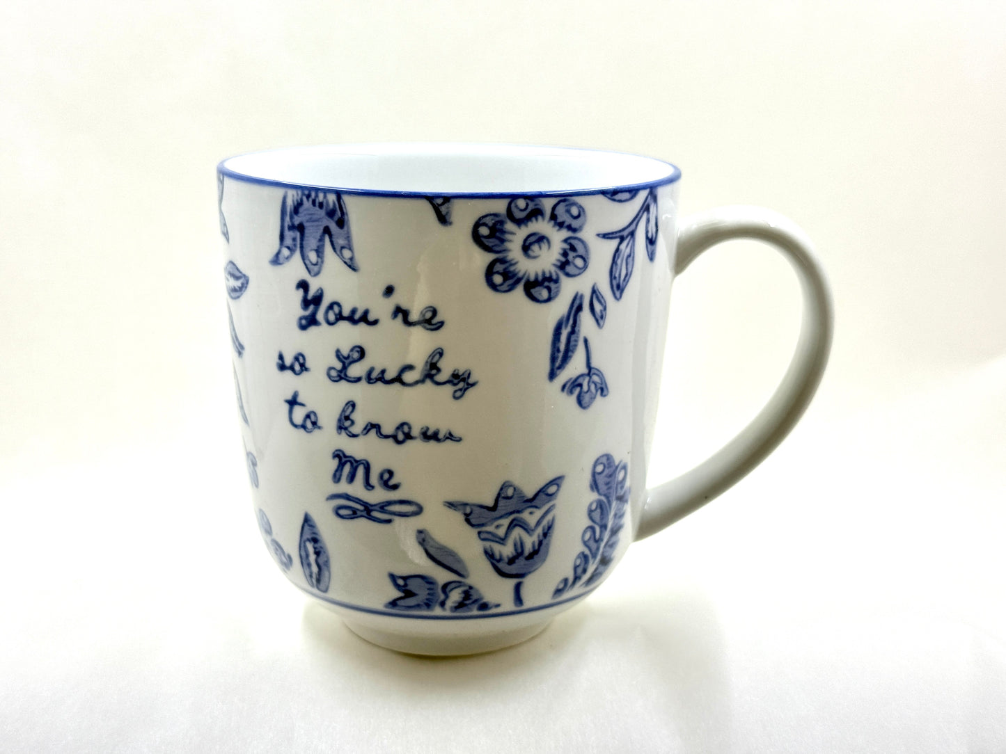 12oz Blue & White Mug with Sassy Saying each