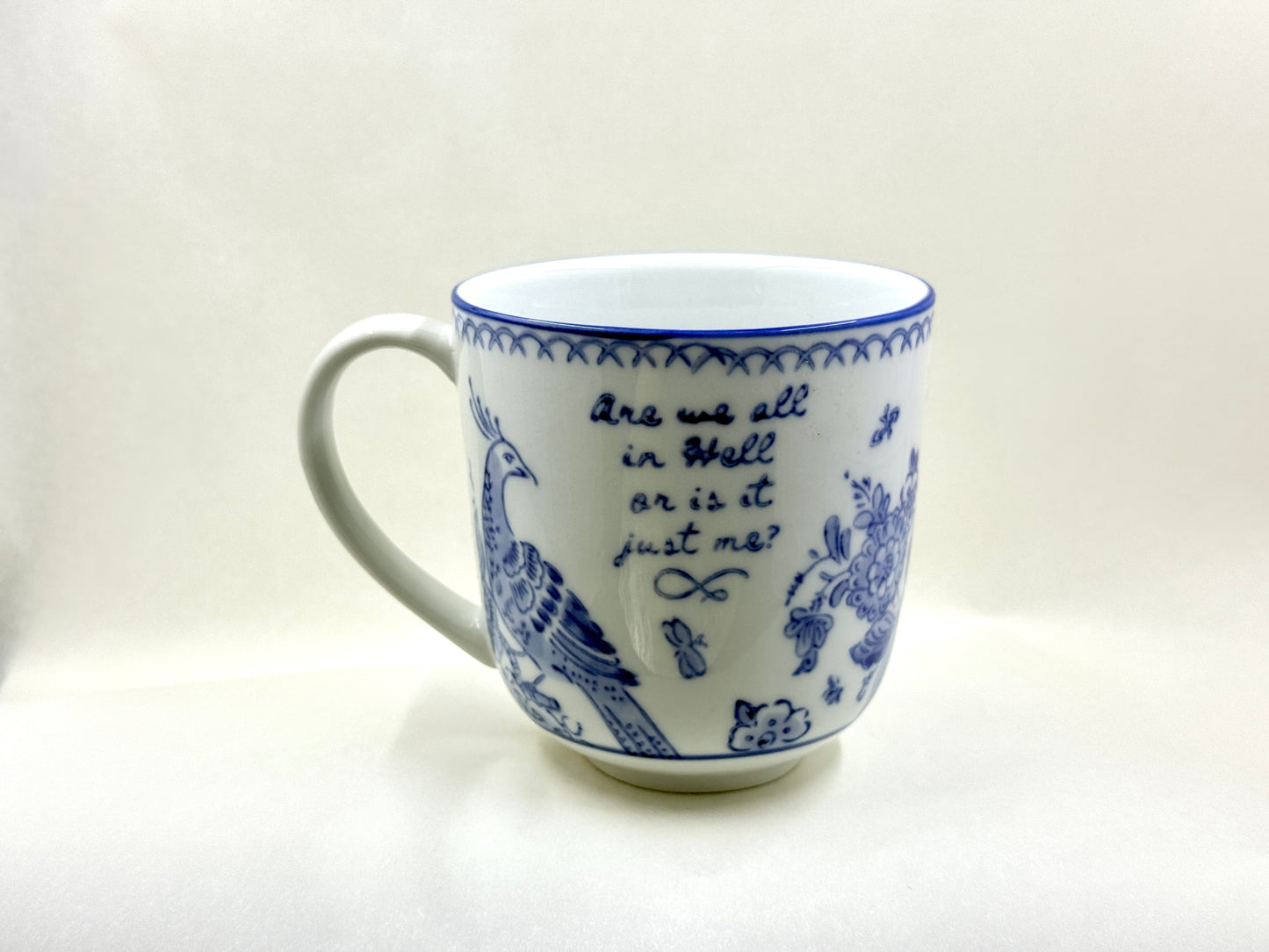 12oz Blue & White Mug with Sassy Saying each