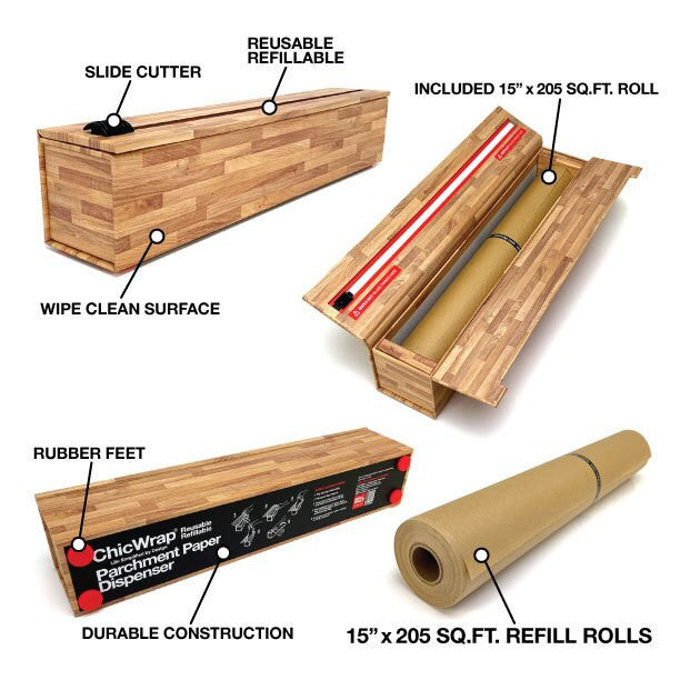 ChicWrap Parchment Dispenser - Large - Butcher Block