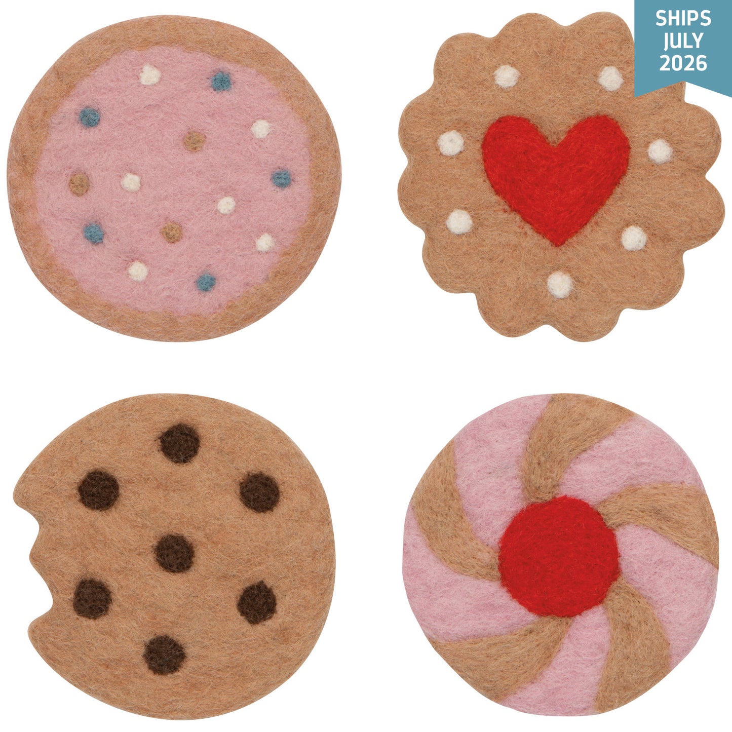 Felt Wool Coasters Set/4 - Cookies