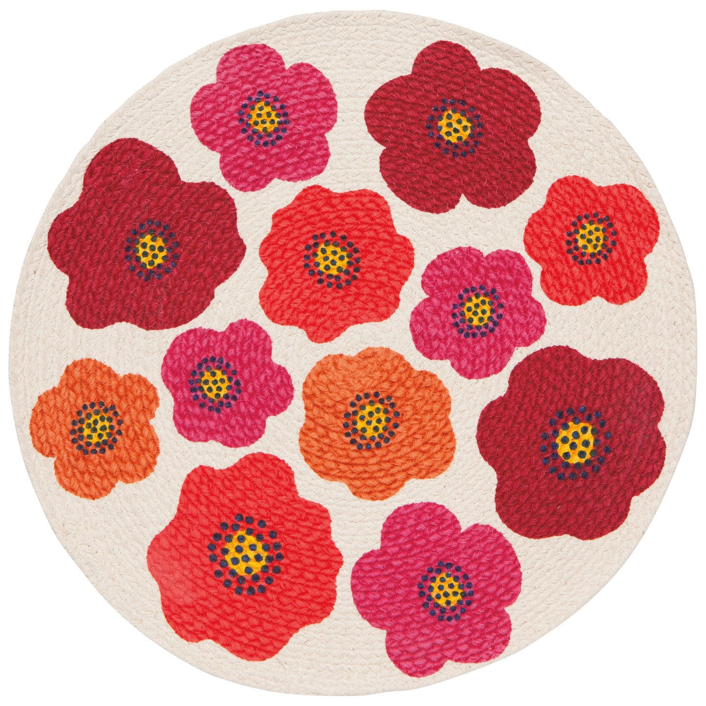Braided Round Placemat - Poppy